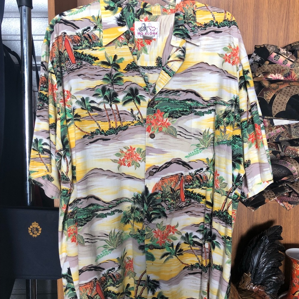 Mens Hawaiian shirt Ho aloha large